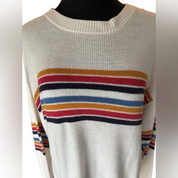 American Eagle Retro Stripe Crew Neck Sweater - Cozy Cotton Blend - Size S - Picture 7 of 9